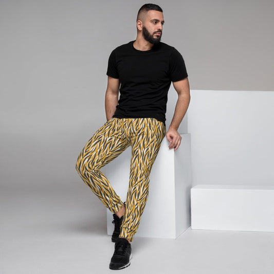 Yellow Animal Print Men's Street Joggers | DEEAREST LTD