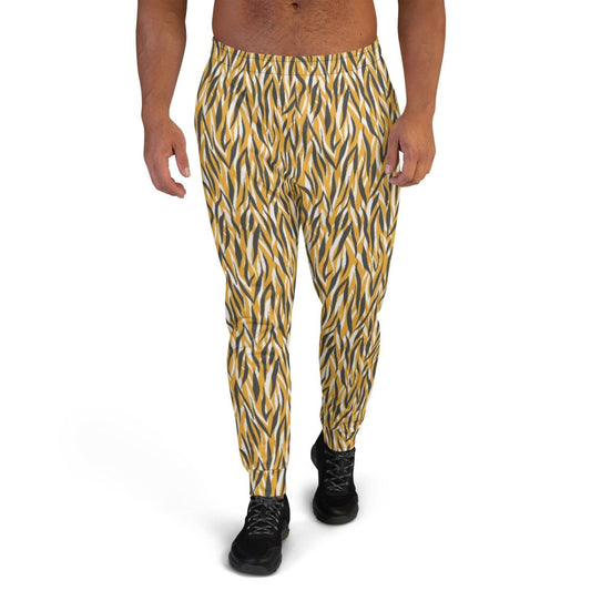 Yellow Animal Print Men's Street Joggers | DEEAREST LTD