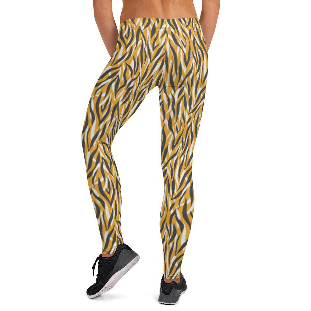 Yellow Animal Print Women's Mid-Rise Leggings | DEEAREST LTD