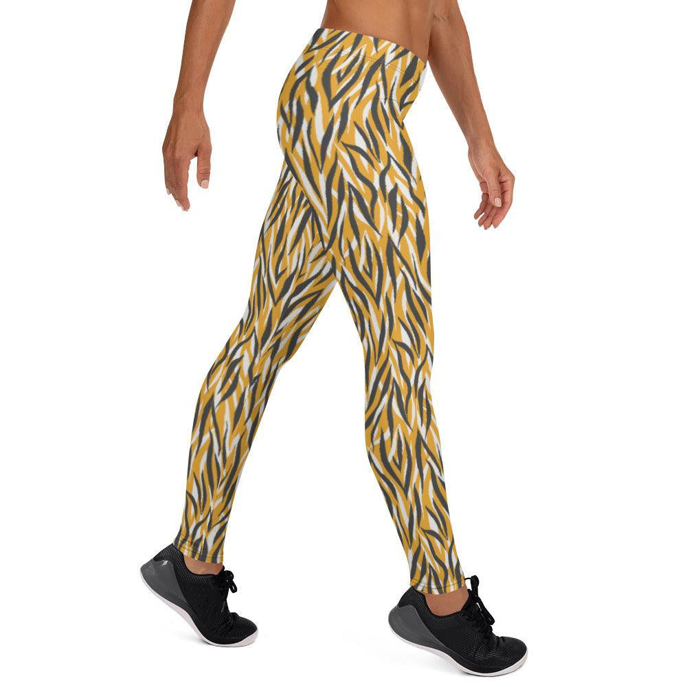 Yellow Animal Print Women's Mid-Rise Leggings | DEEAREST LTD