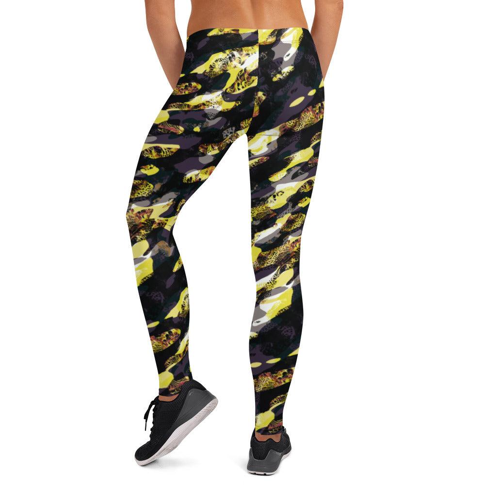 Yellow Camouflage Women's Mid-Rise Leggings | DEEAREST LTD