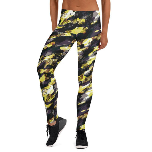 Yellow Camouflage Women's Mid-Rise Leggings | DEEAREST LTD