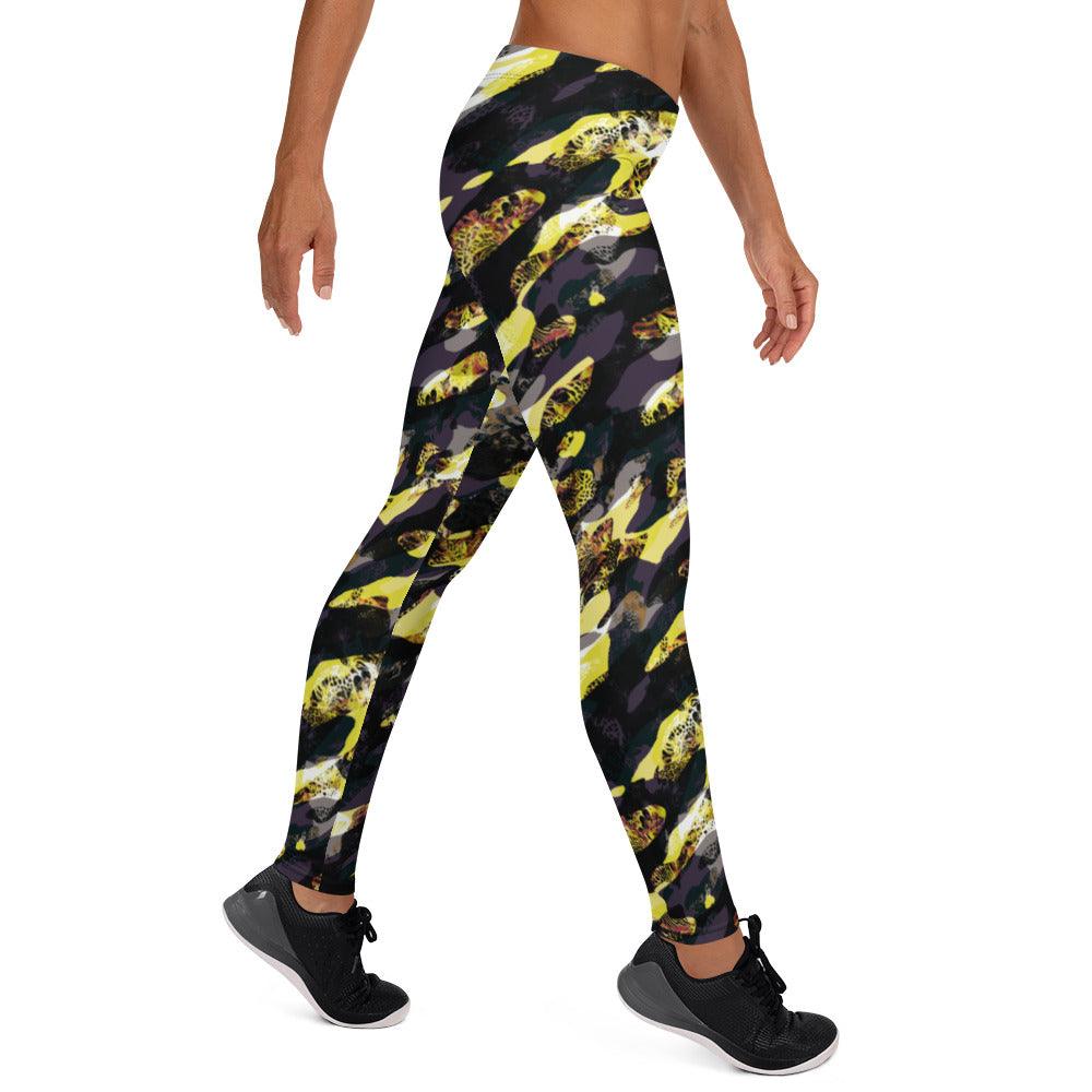 Yellow Camouflage Women's Mid-Rise Leggings | DEEAREST LTD