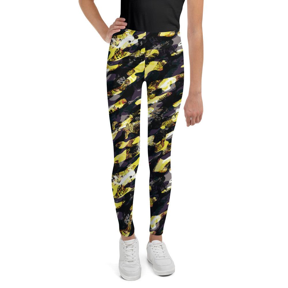 Yellow Camouflage Youth Leggings | DEEAREST LTD