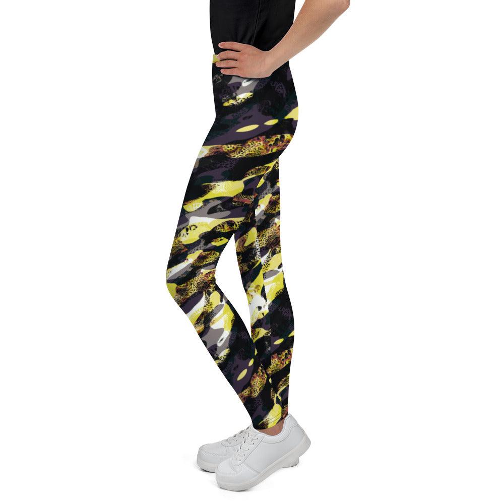 Yellow Camouflage Youth Leggings | DEEAREST LTD